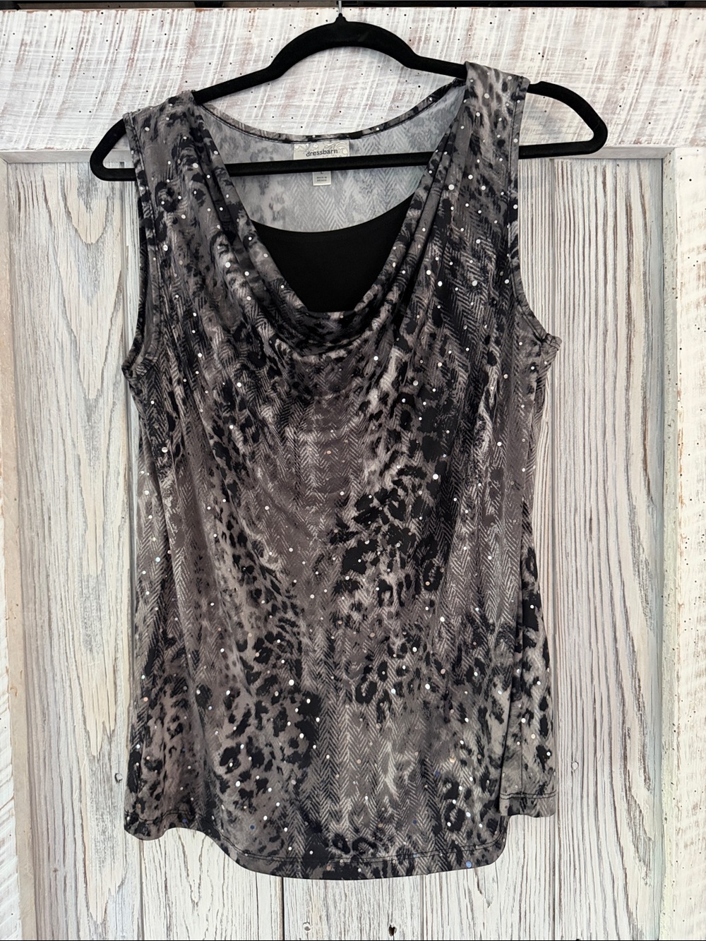 Studio M Black and Gray Leopard Print Sleeveless Camisole